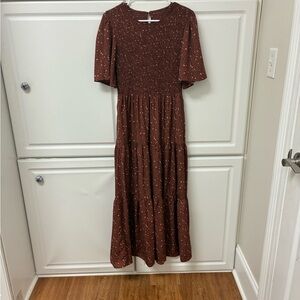 Chic Long Sleeve Brown Dress